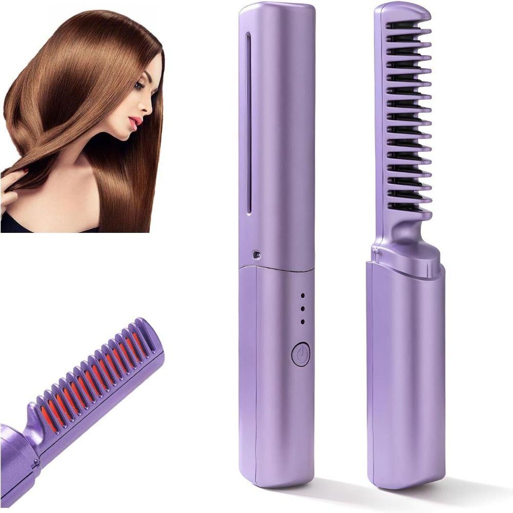 USB Hair Straightening Brush — Portable Rechargeable Styling Comb