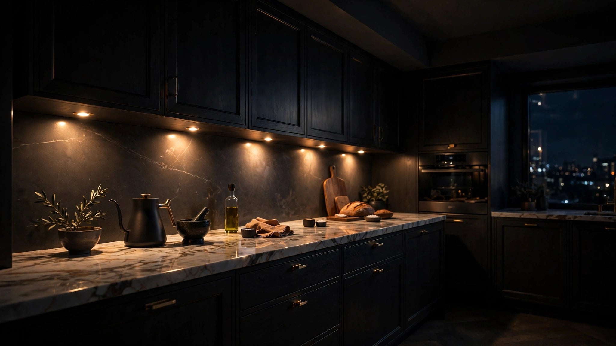 The kitchen, at midnight.